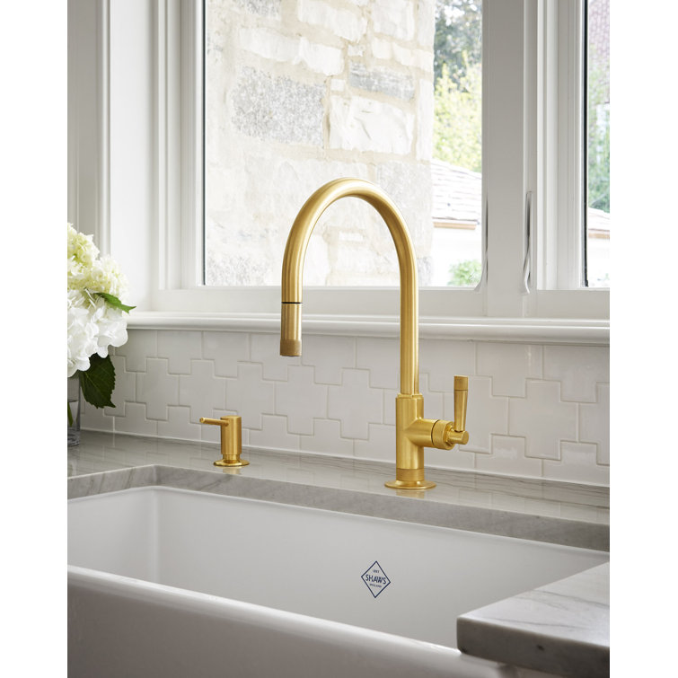 Transitional 15" Polished Nickel Kitchen Faucet with Pull-out Spray