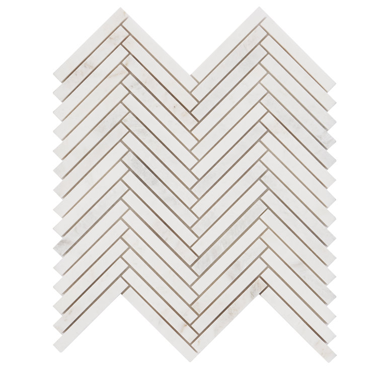 White Herringbone Marble Mosaic Tile for Walls and Floors