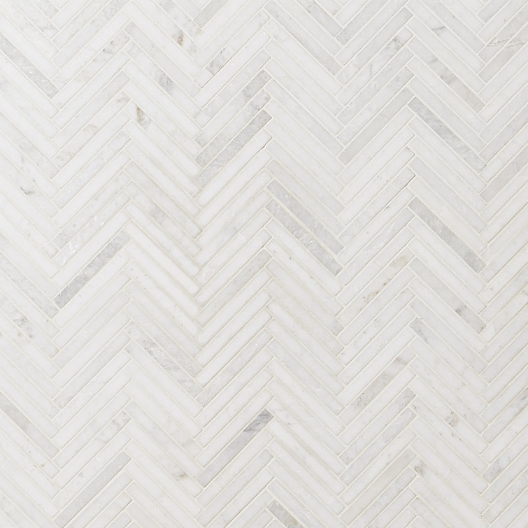 White Herringbone Marble Mosaic Tile for Walls and Floors