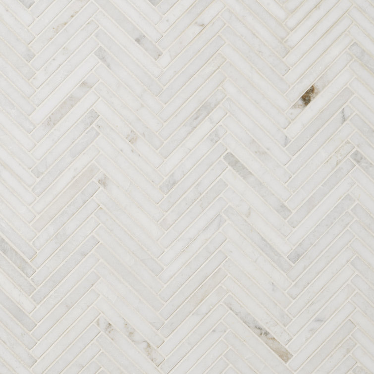 White Herringbone Marble Mosaic Tile for Walls and Floors