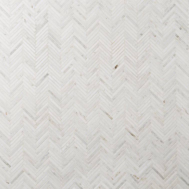 White Herringbone Marble Mosaic Tile for Walls and Floors
