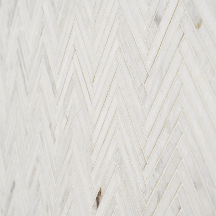 White Herringbone Marble Mosaic Tile for Walls and Floors