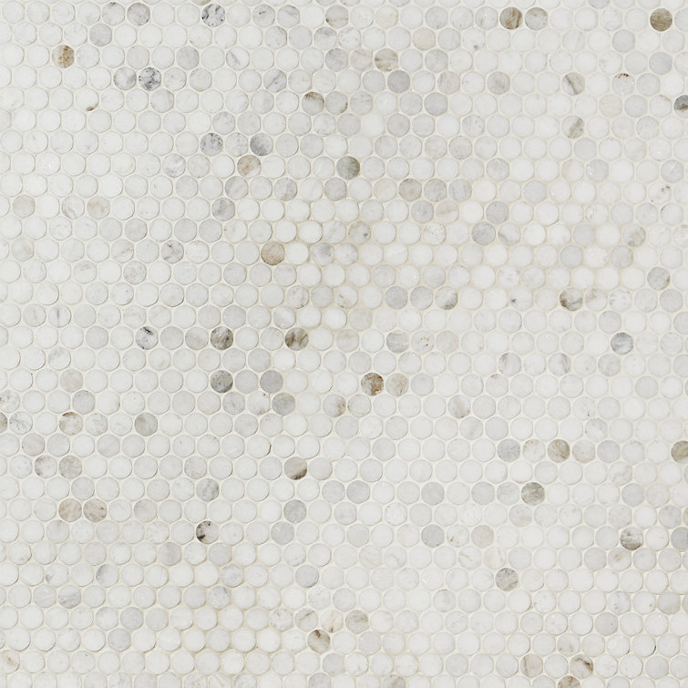 Polar White Penny Round Polished Marble Mosaic Tile