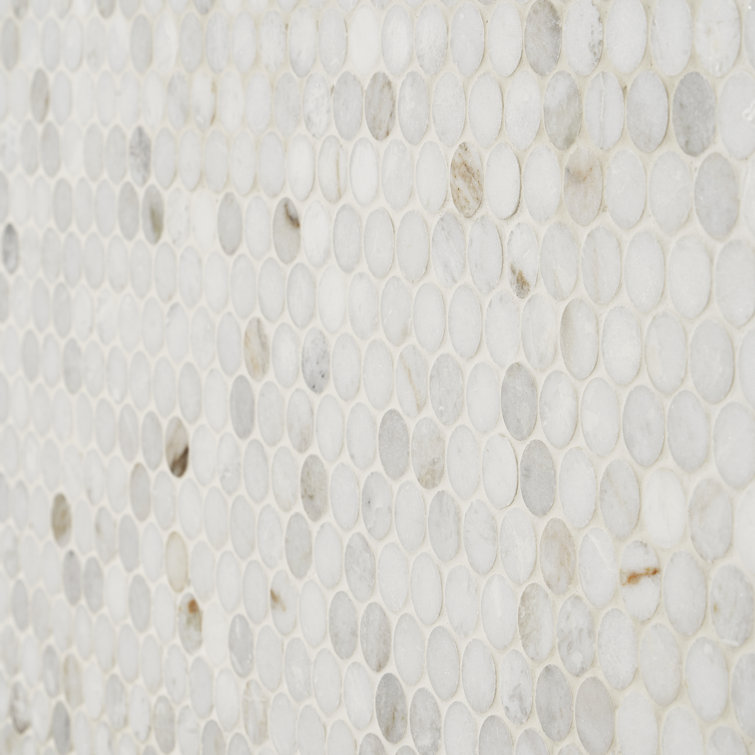 Polar White Penny Round Polished Marble Mosaic Tile