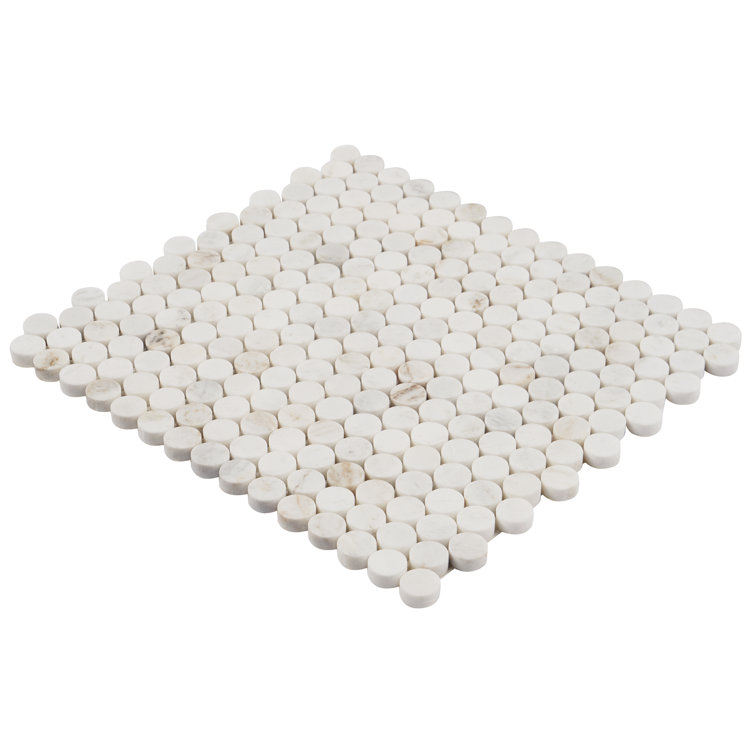 Polar White Penny Round Polished Marble Mosaic Tile