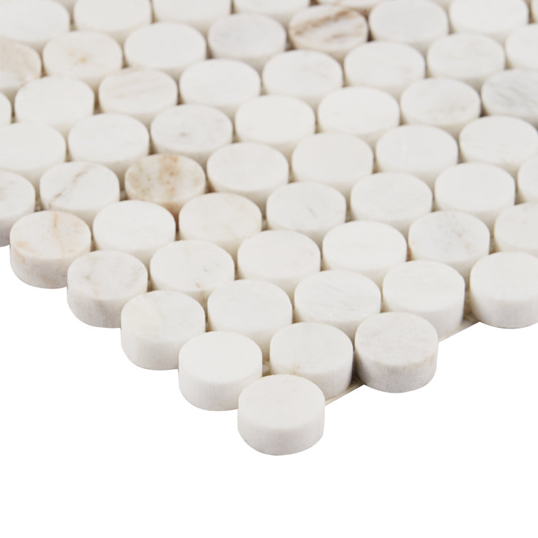 Polar White Penny Round Polished Marble Mosaic Tile