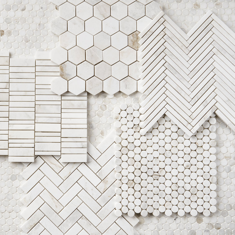 Polar White Penny Round Polished Marble Mosaic Tile