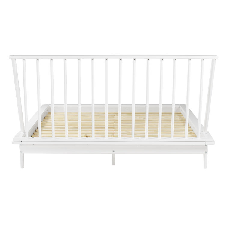 Elegant Queen Pine Spindle Bed with Headboard and Storage Drawer