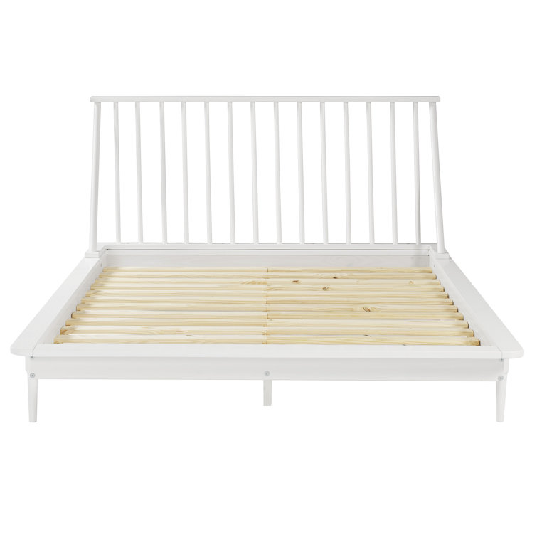 Elegant Queen Pine Spindle Bed with Headboard and Storage Drawer