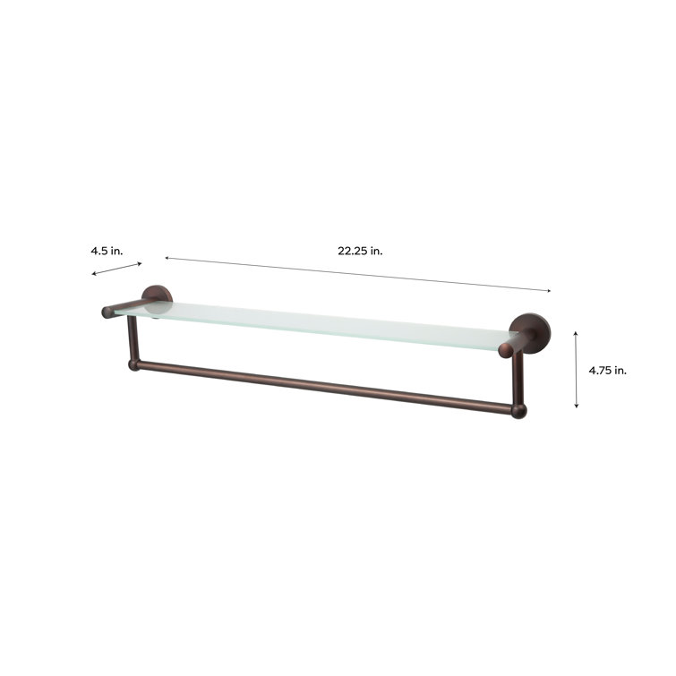 Oil Rubbed Bronze Glass Shelf with Towel Bar