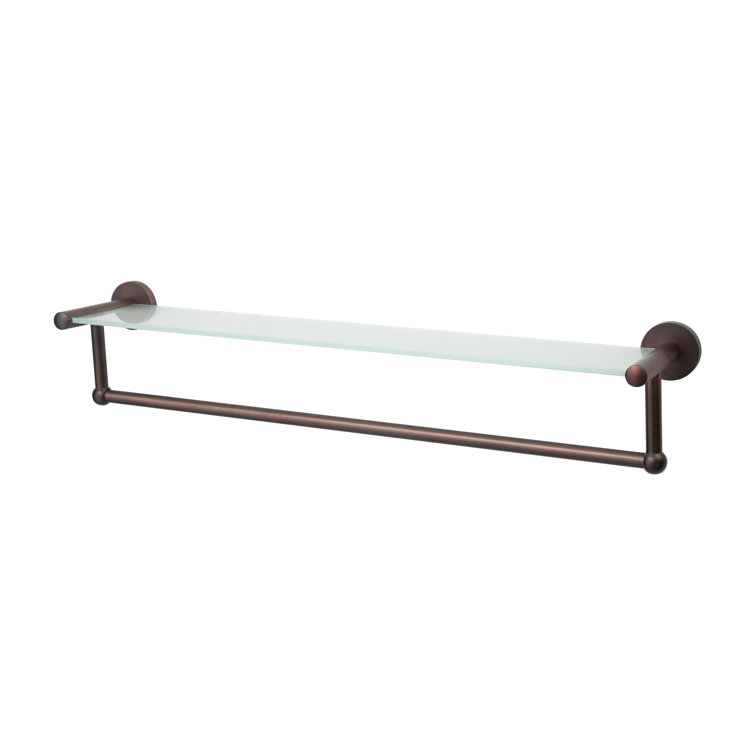 Oil Rubbed Bronze Glass Shelf with Towel Bar