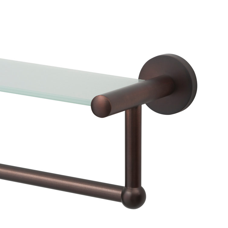 Oil Rubbed Bronze Glass Shelf with Towel Bar
