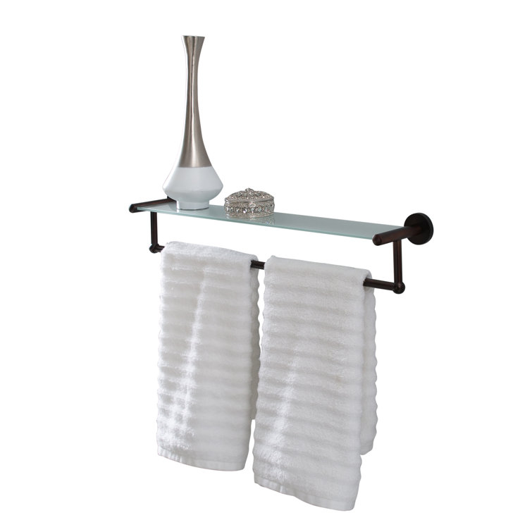 Oil Rubbed Bronze Glass Shelf with Towel Bar