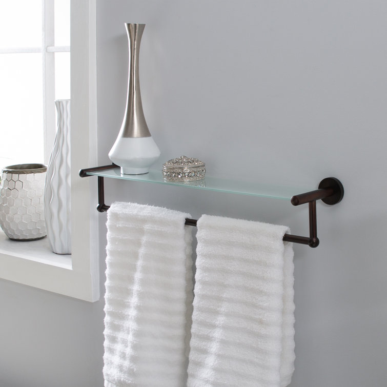 Oil Rubbed Bronze Glass Shelf with Towel Bar