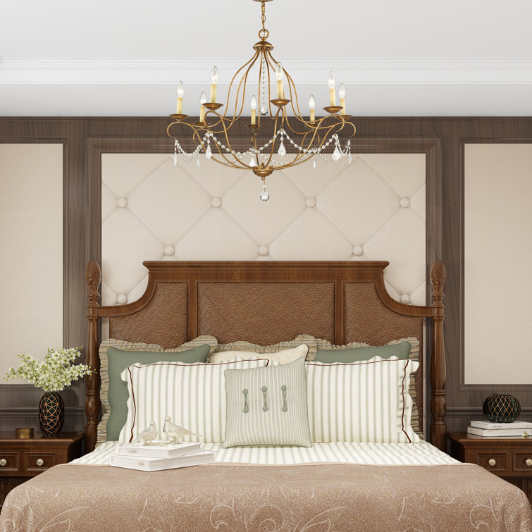 Mini Chesterfield 8-Light Antique Gold Leaf Candle Chandelier