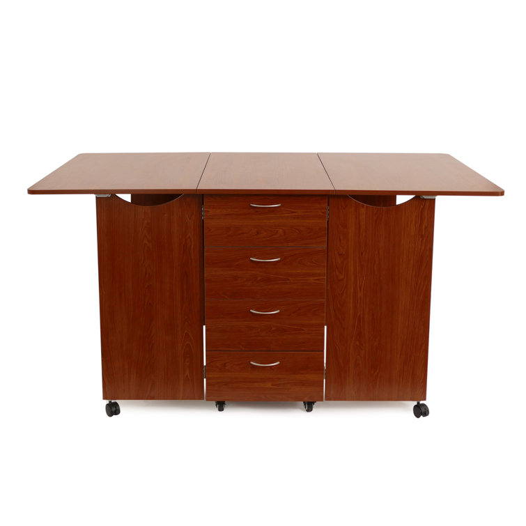 Teak Expandable CraftMaster Cutting Table with Storage