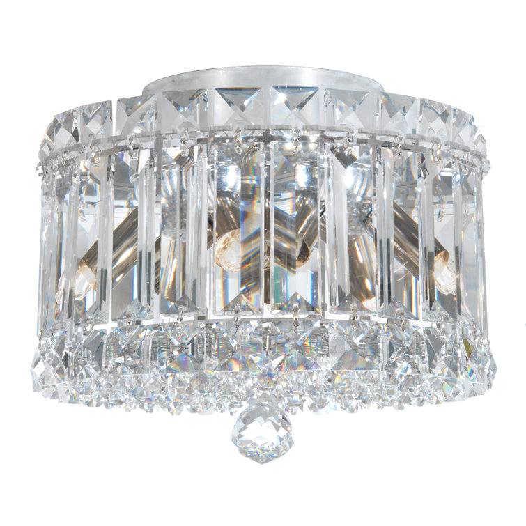 Swarovski Elements Clear Crystal 4-Light Stainless Steel Drum Chandelier