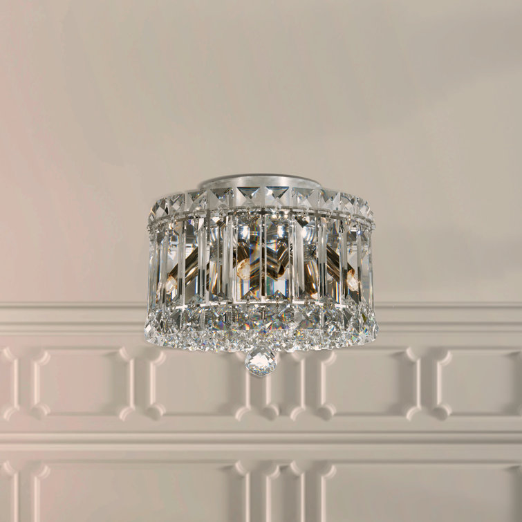 Swarovski Elements Clear Crystal 4-Light Stainless Steel Drum Chandelier