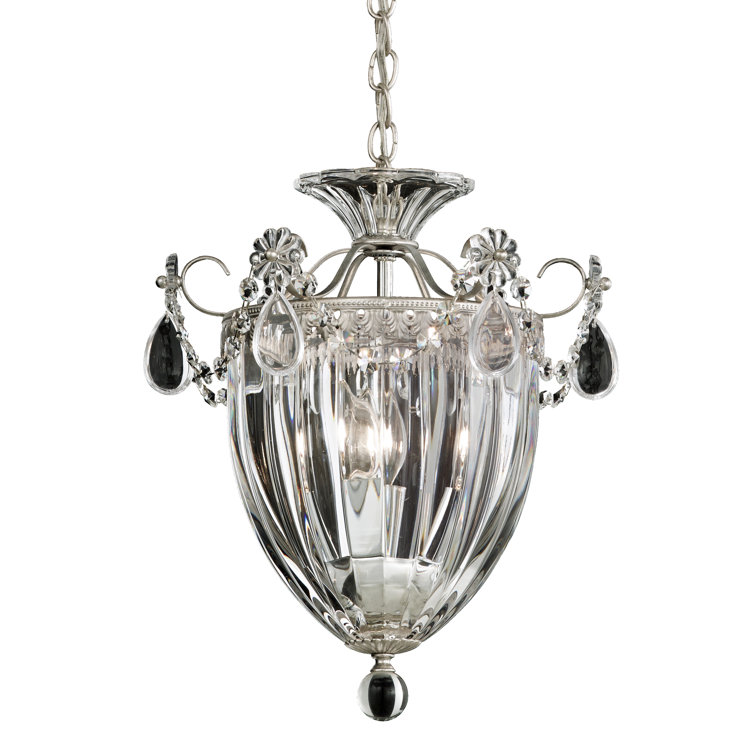 Antique Silver Crystal 3-Light Pendant with Heritage Clear Crystals