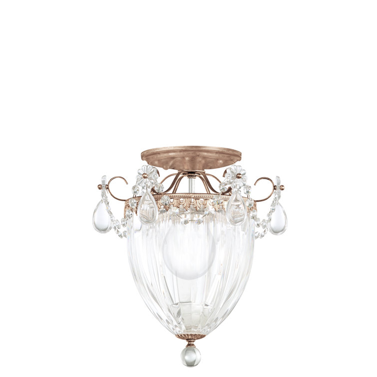 Elegant Antique Silver 3-Light Crystal Semi Flush Mount LED & Incandescent