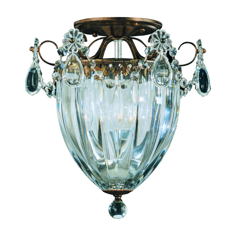 Etruscan Gold 3-Light Semi-Flush Mount with Clear Heritage Crystal