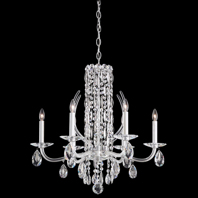 Sarella Polished Stainless Steel 6-Light Crystal Chandelier