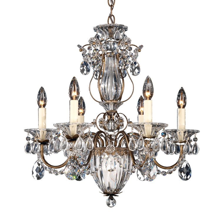 Elysian Antique Silver 6-Light Chandelier with Clear Heritage Crystal