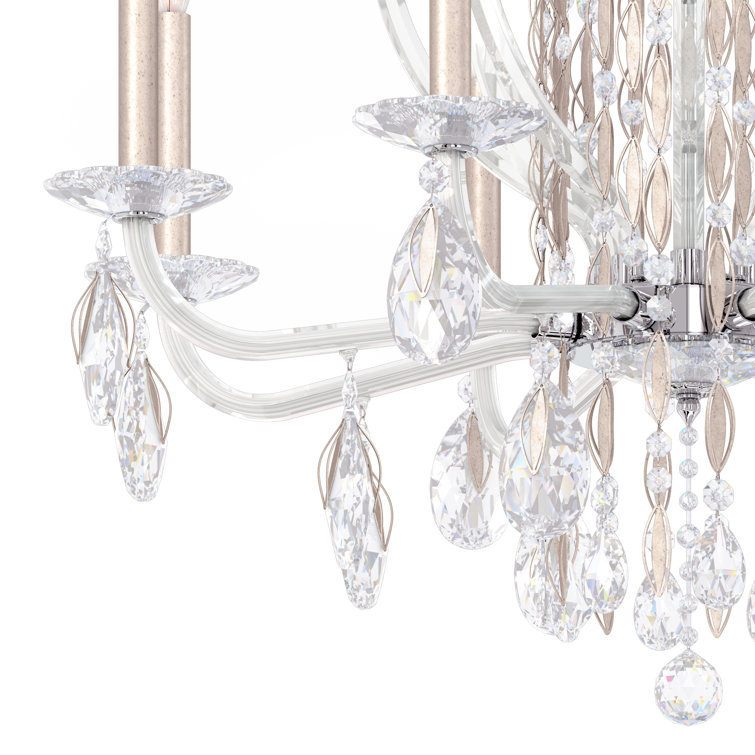 Antique Silver 8-Light Crystal Candle Chandelier
