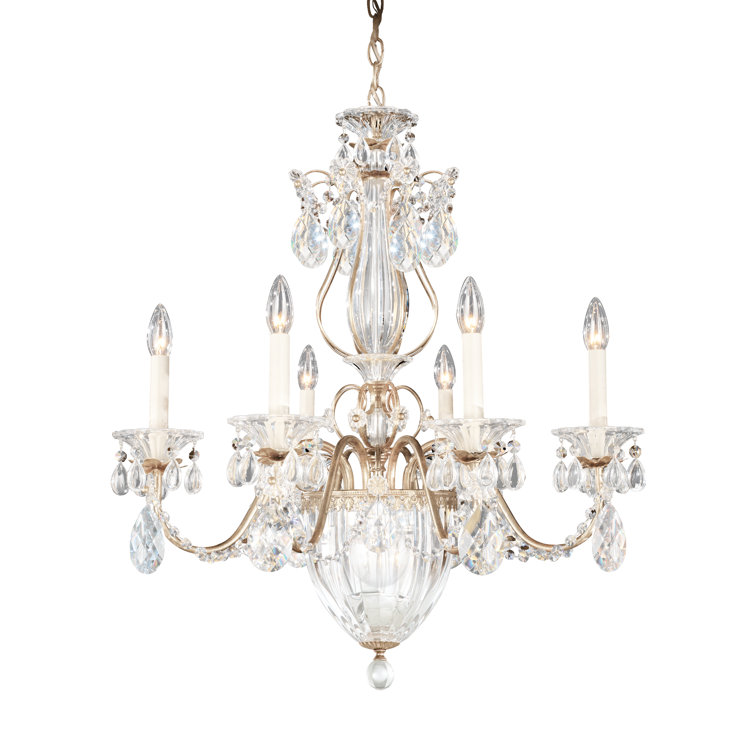 Elysian Antique Silver 6-Light Chandelier with Clear Heritage Crystal