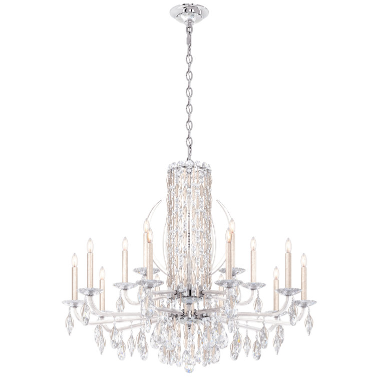 Sarella Heritage Clear Crystal 15-Light Antique Silver Chandelier