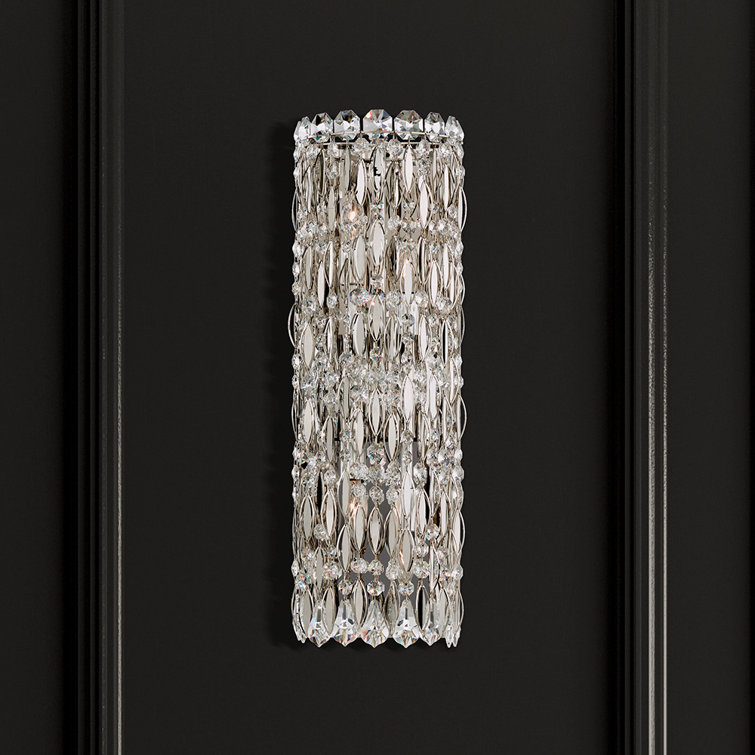 Elegant 4-Light Dimmable Stainless Steel Cylinder Sconce with Clear Crystals