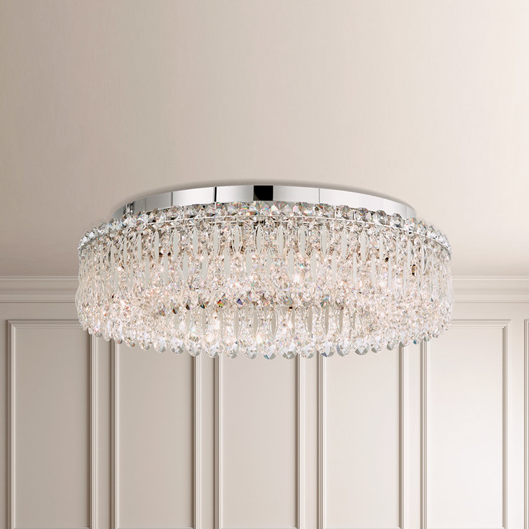 White Heritage Crystal 12-Light Drum Flush Mount
