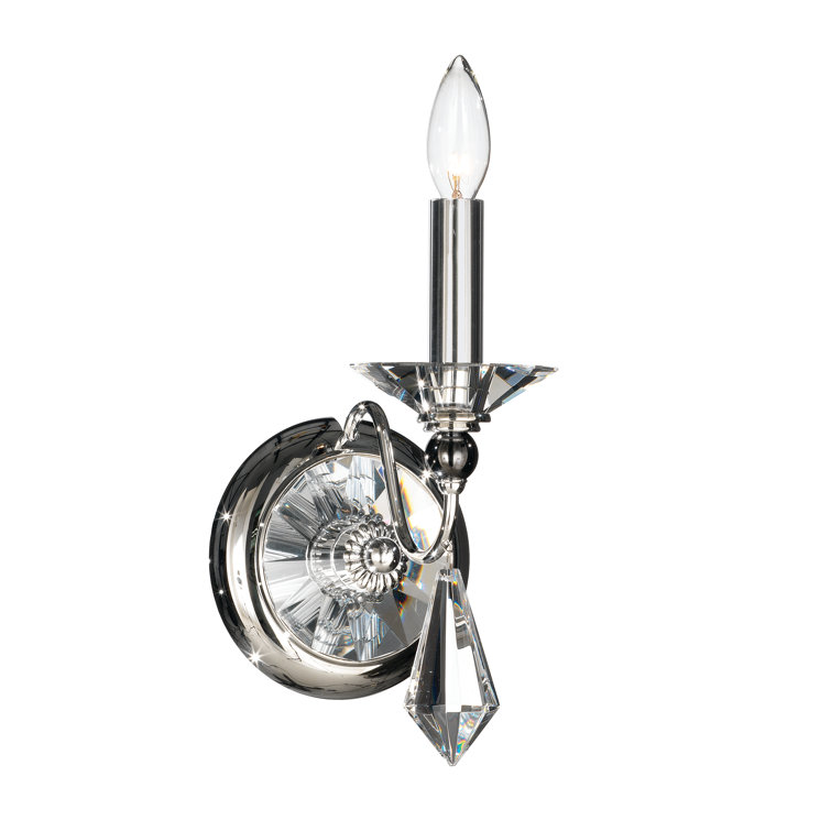 Elegant Polished Silver 1-Light Dimmable Sconce with Optic Crystal