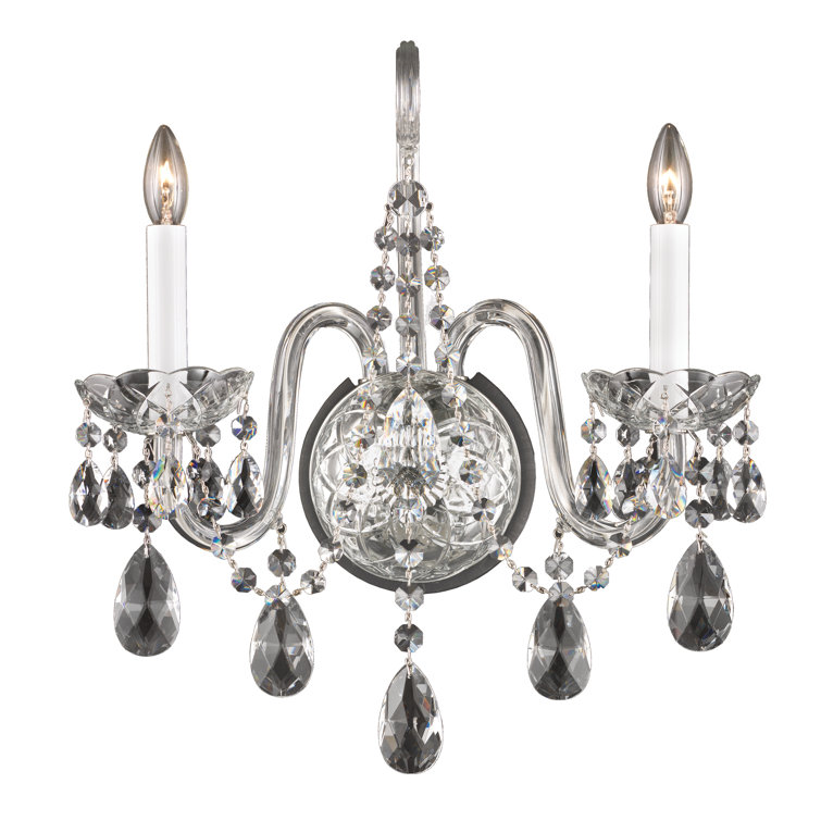 Arlington Dual-Light Polished Silver Crystal Sconce