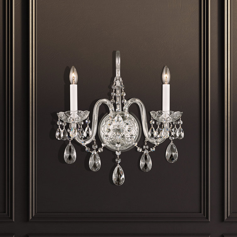 Arlington Dual-Light Polished Silver Crystal Sconce