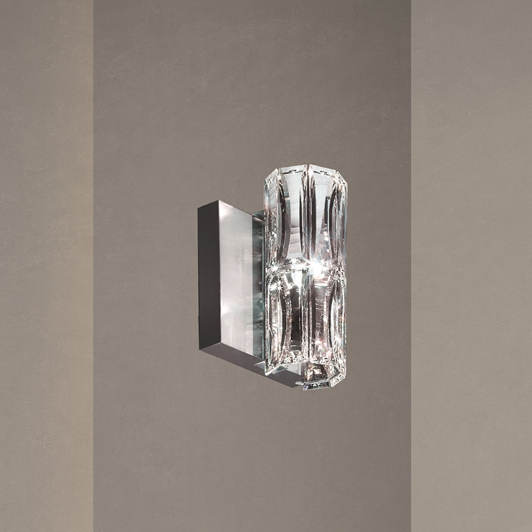 Verve Midcentury Modern Steel Wall Sconce with Swarovski Crystals