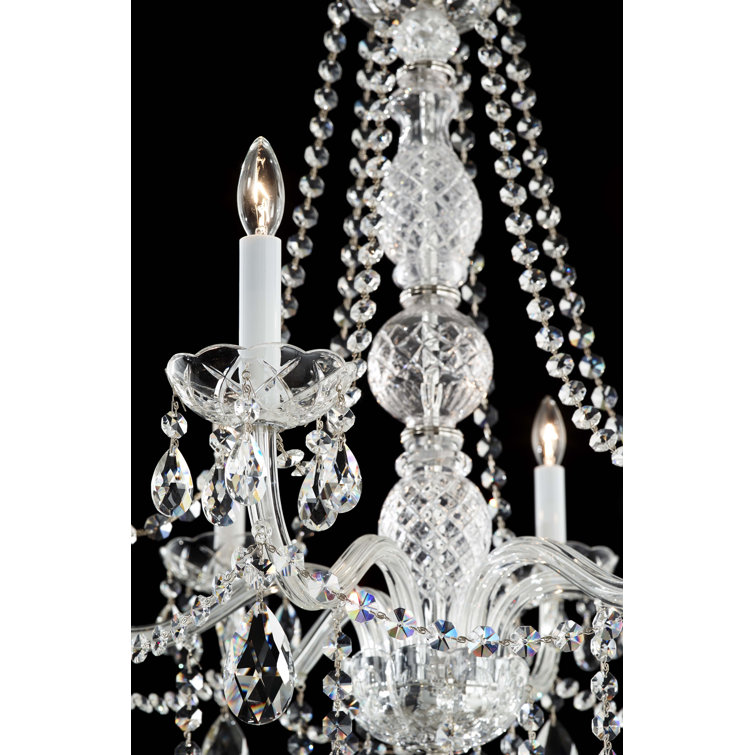 Elegant Polished Silver 6-Light Chandelier with Heritage Clear Crystal