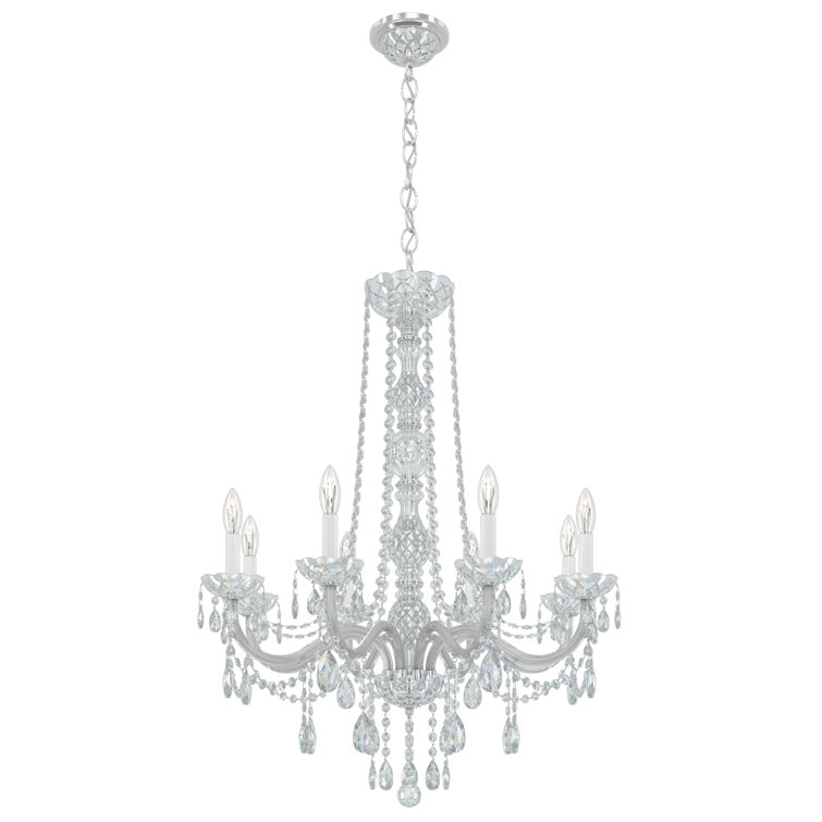 Arlington 8-Light Polished Silver Crystal Chandelier
