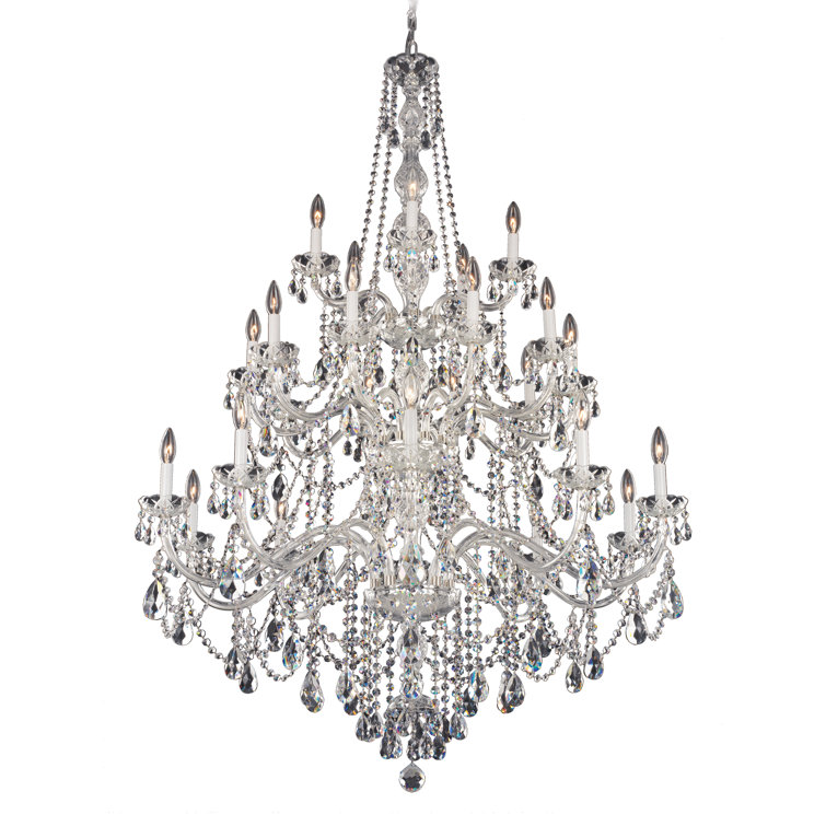Arlington Heritage Clear Crystal 25-Light Polished Silver Chandelier