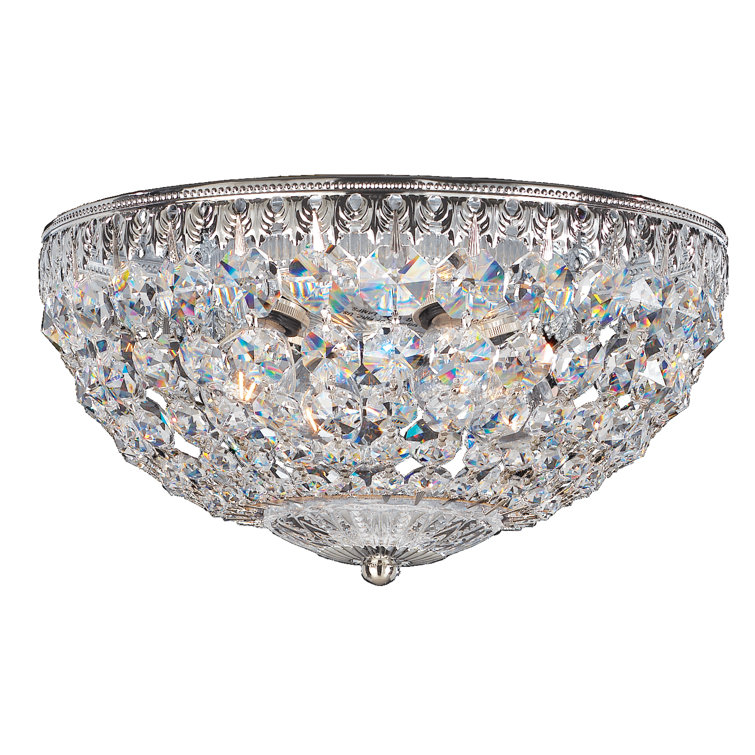 Petit Silver Crystal 4-Light Flush Mount Fixture