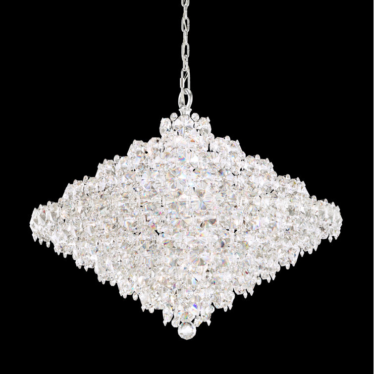 Elegant Baronet 28-Light Clear Optic Crystal Geometric Chandelier in Polished Stainless Steel