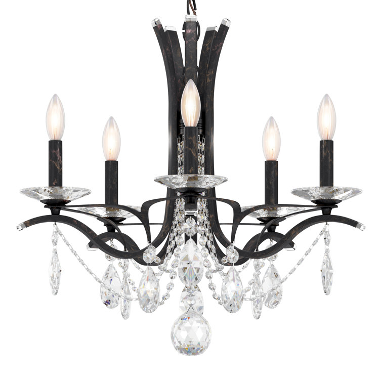 Ferro Black 5-Light Traditional Crystal Chandelier with Clear Accents