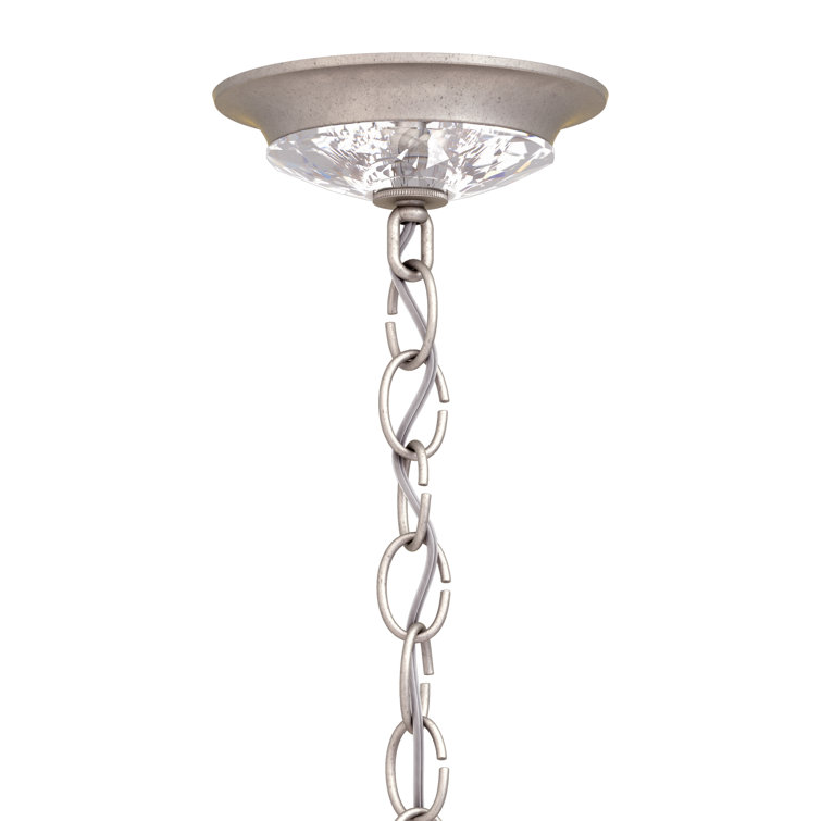 Antique Silver and Clear Crystal 6-Light Chandelier