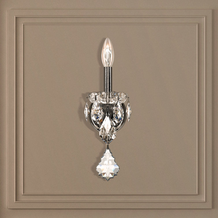 Elegant Polished Silver Direct-Wired Sconce with Clear Heritage Crystal
