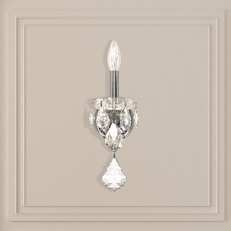 Elegant Polished Silver Direct-Wired Sconce with Clear Heritage Crystal
