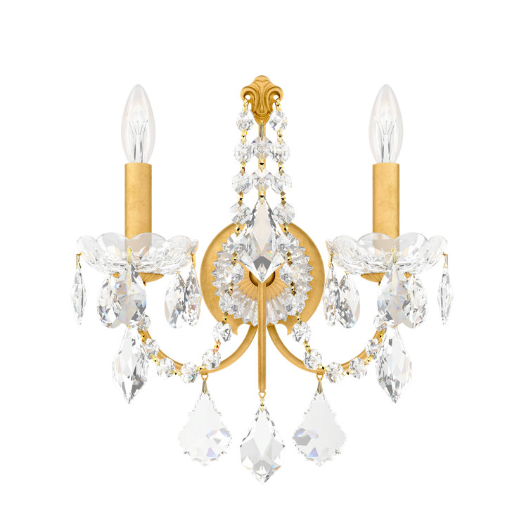 Heirloom Gold Century 2-Light Wall Sconce with Clear Heritage Crystal