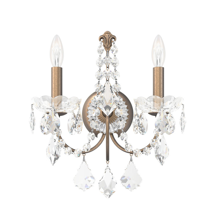 Etruscan Gold Century 2-Light Wall Sconce with Clear Heritage Crystals
