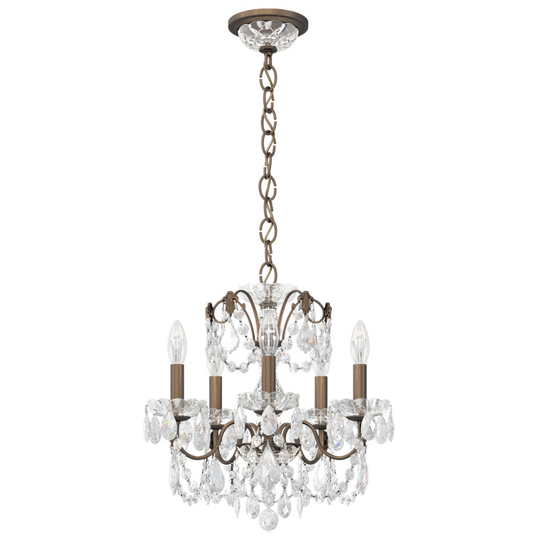 Mini Century 5-Light Etruscan Gold Chandelier with Clear Heritage Crystal