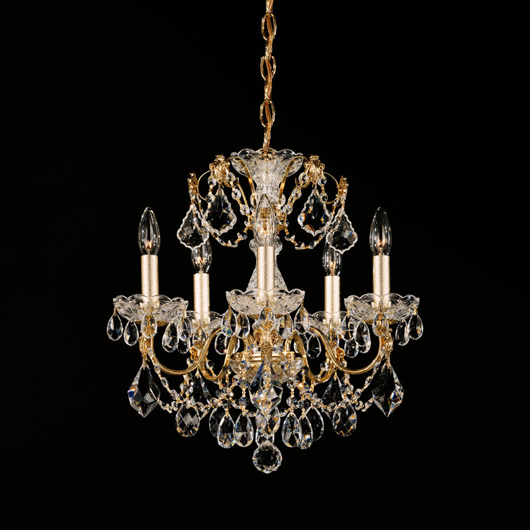 Elegant Century 5-Light Polished Silver Crystal Chandelier