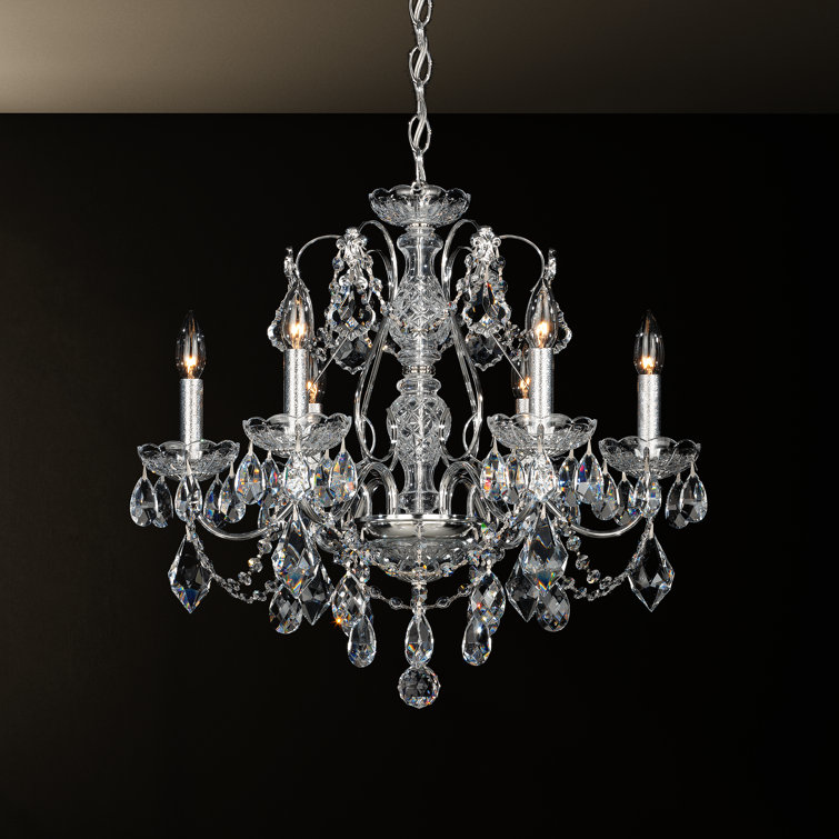 Elegant Century 6-Light Chandelier with Clear Heritage Crystal and Silver Finish